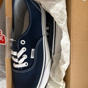 Vans Dark Blue Canvas Shoes with White Accents
